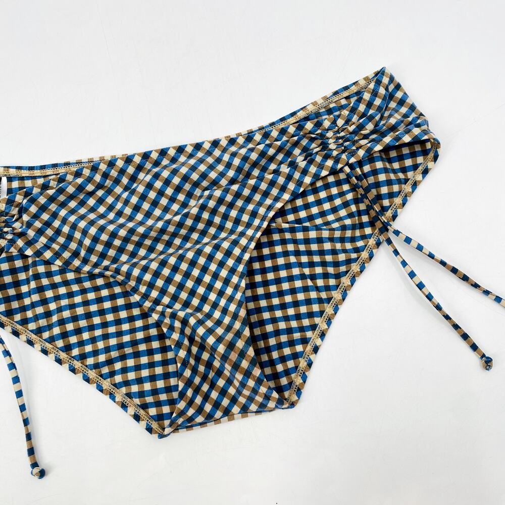 Andres Sarda Vintage Gingham Side Ruched Bikini‎ Bottoms